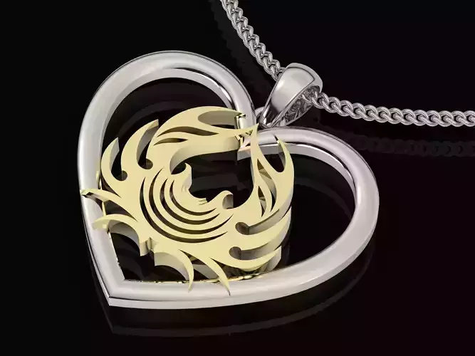 Cancer zodiac pendant sterling gold printable jewelry 3D model