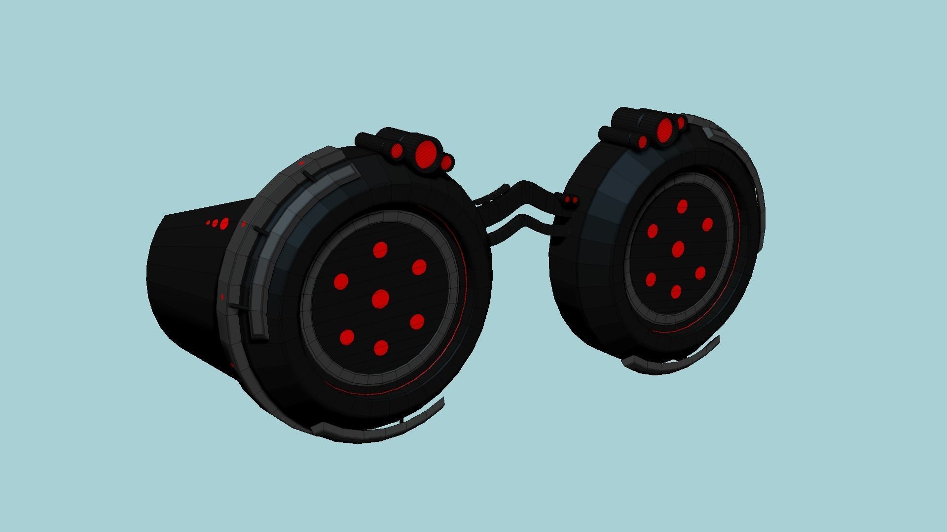 SciFi Glasses G03 Black Red - Character Design Fashion Low-poly 3D model_6