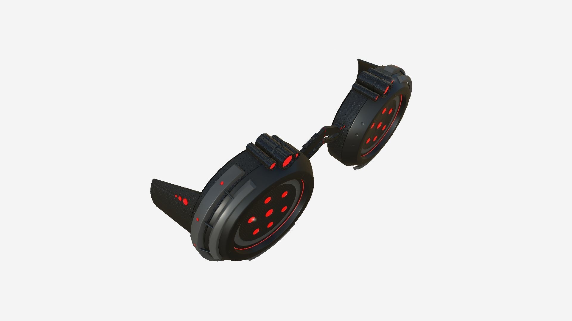 SciFi Glasses G03 Black Red - Character Design Fashion Low-poly 3D model_3