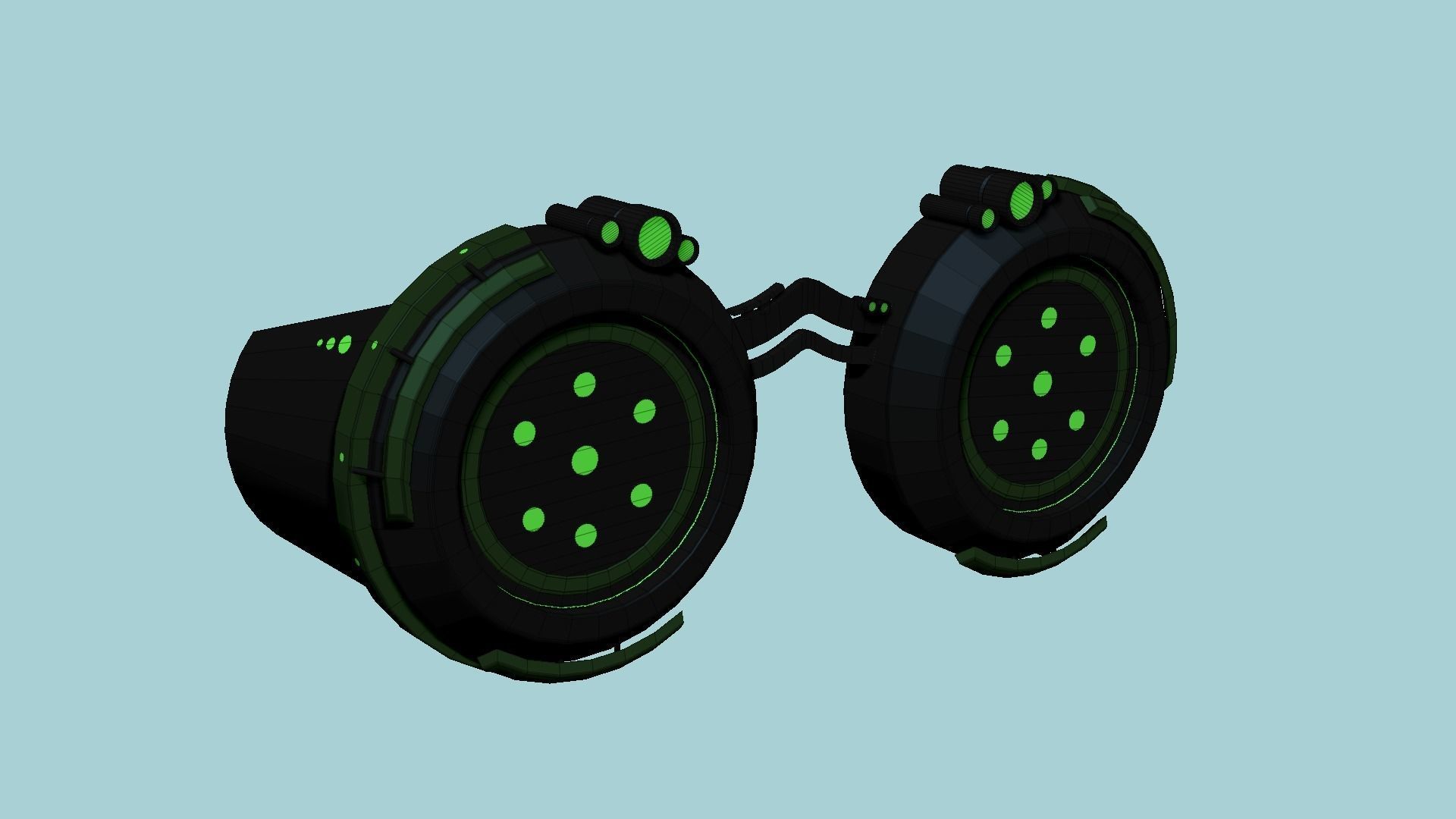 SciFi Glasses G04 Black Green - Character Design Fashion Low-poly 3D model_6