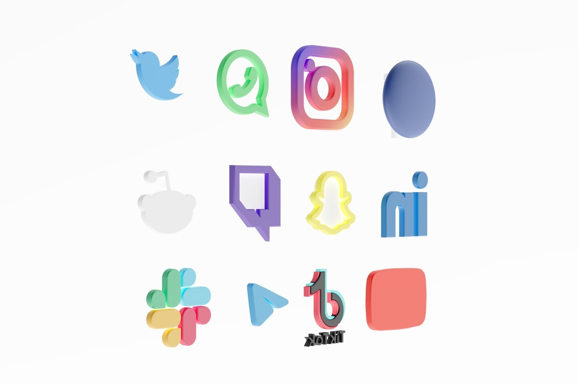 3D Social media icons 3D model_42