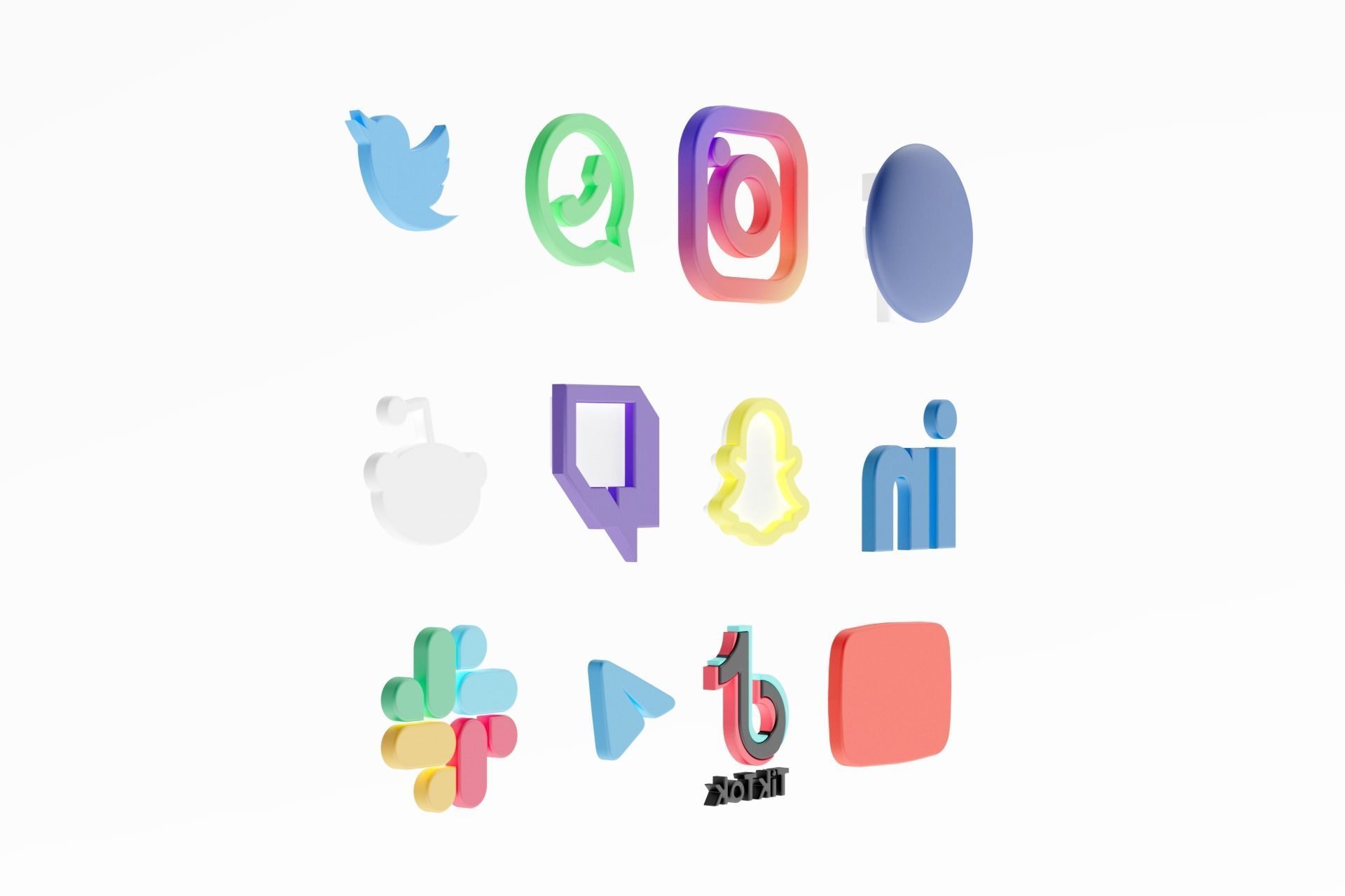 3D Social media icons 3D model_43