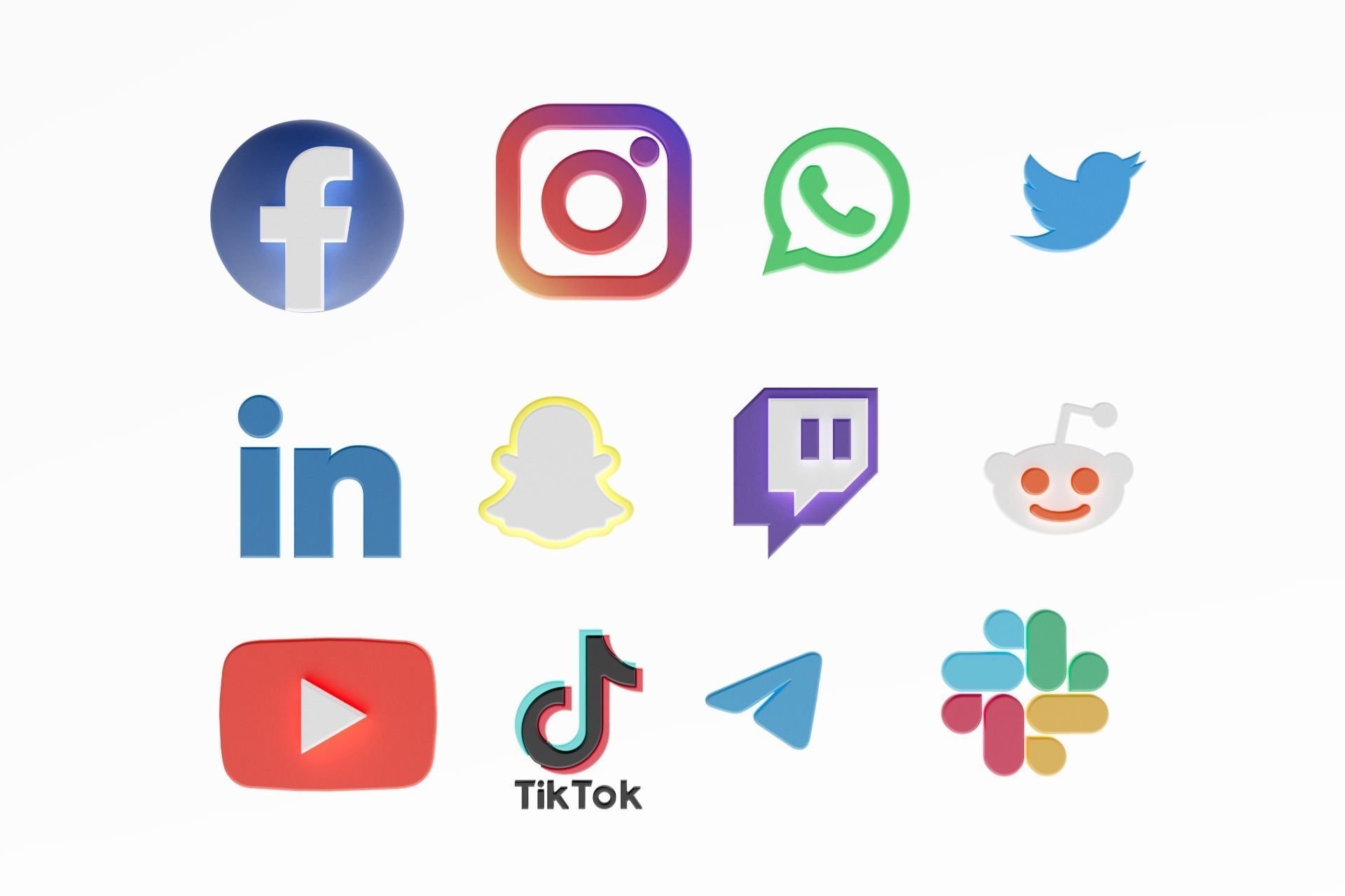 3D Social media icons 3D model_2