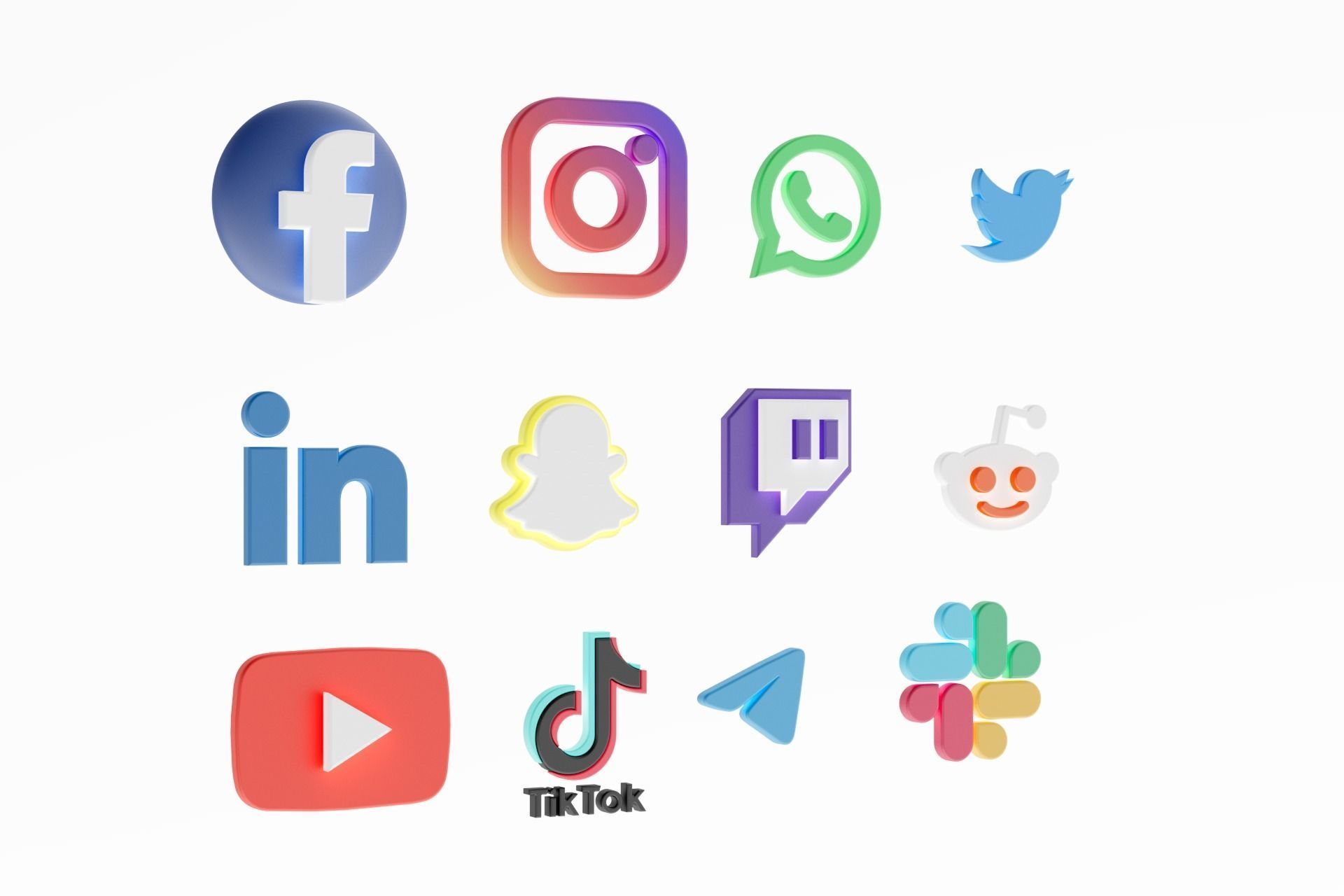 3D Social media icons 3D model_12