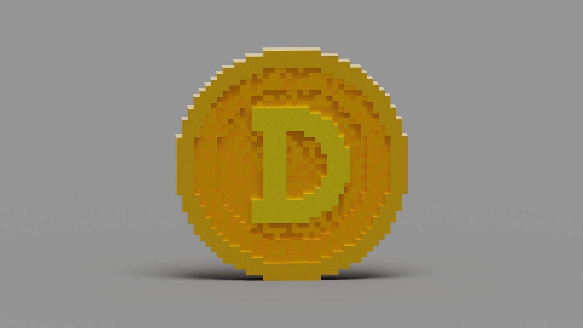 Voxel Dogecoin  Low-poly 3D model_14