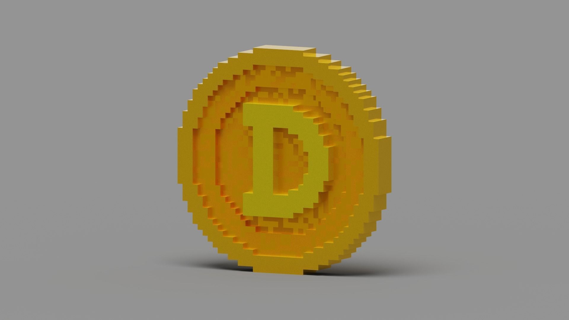 Voxel Dogecoin  Low-poly 3D model_10