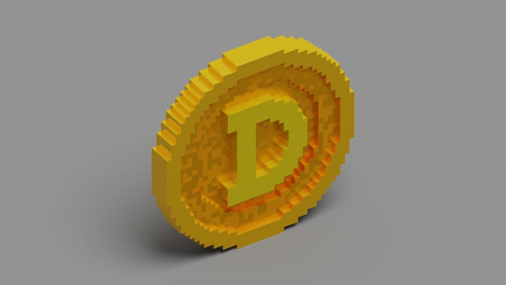 Voxel Dogecoin  Low-poly 3D model_5