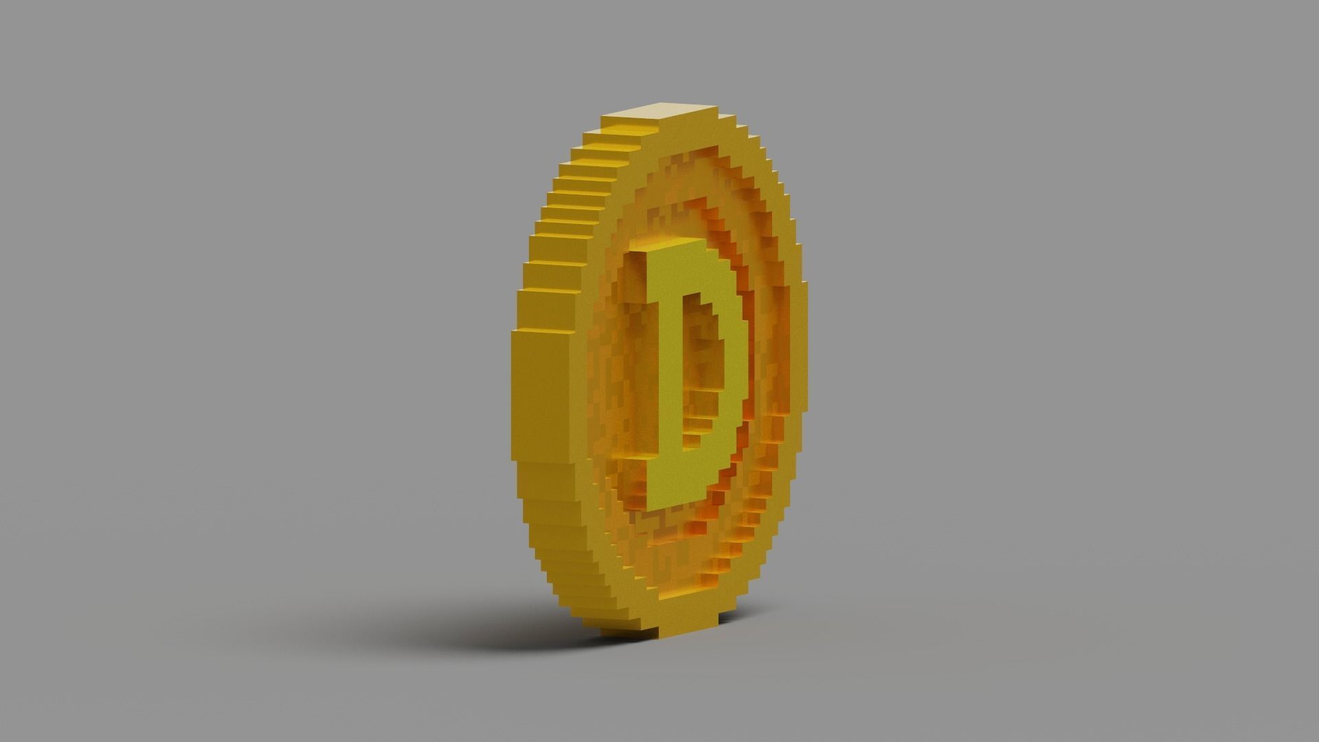 Voxel Dogecoin  Low-poly 3D model_20