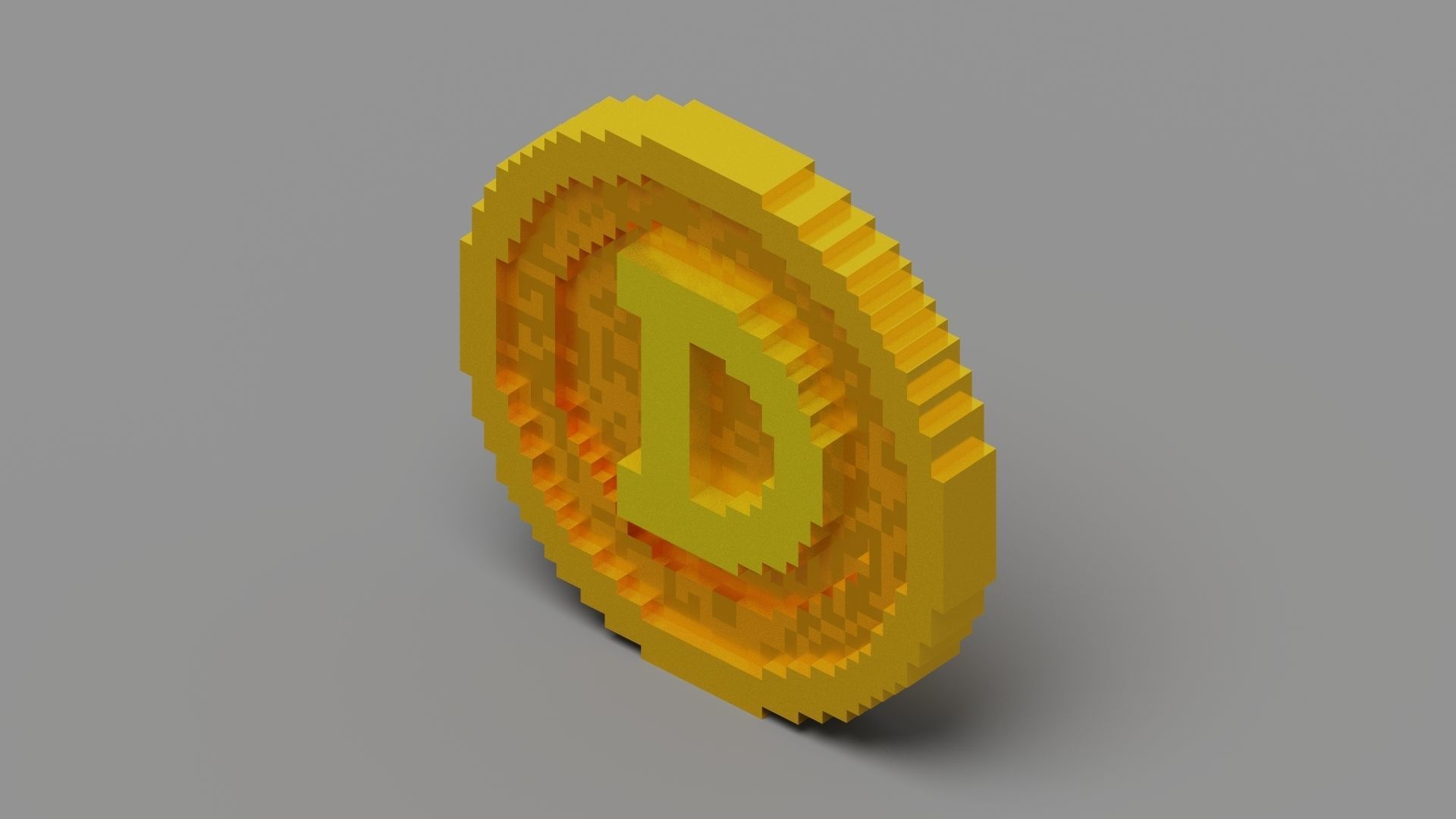 Voxel Dogecoin  Low-poly 3D model_3