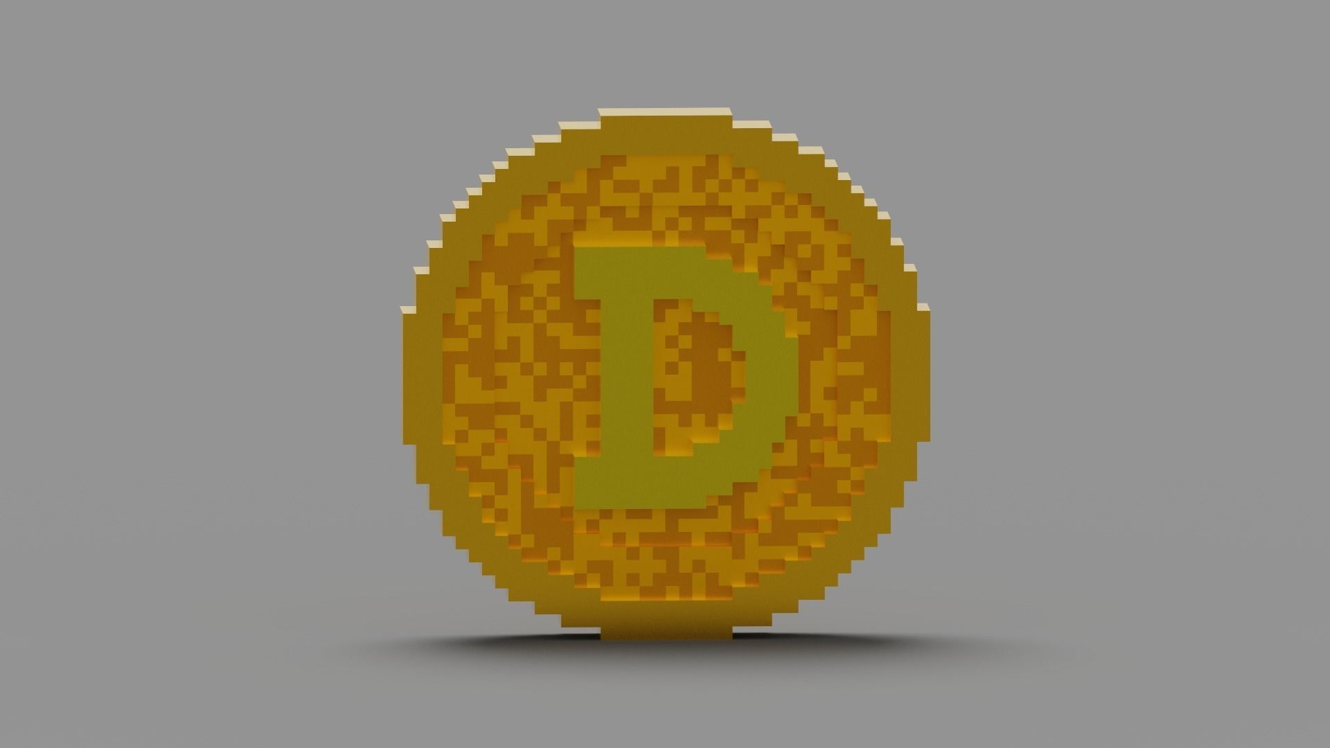 Voxel Dogecoin  Low-poly 3D model_17
