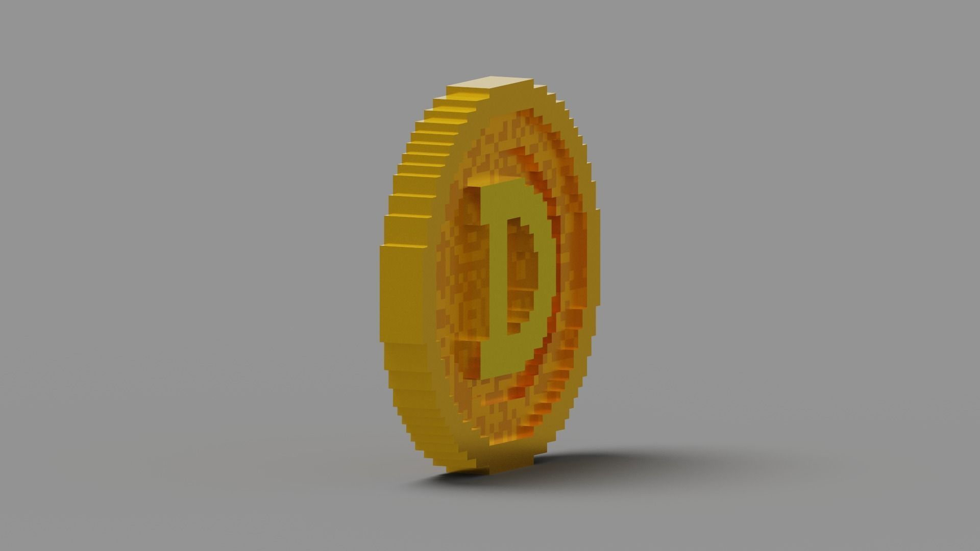 Voxel Dogecoin  Low-poly 3D model_12