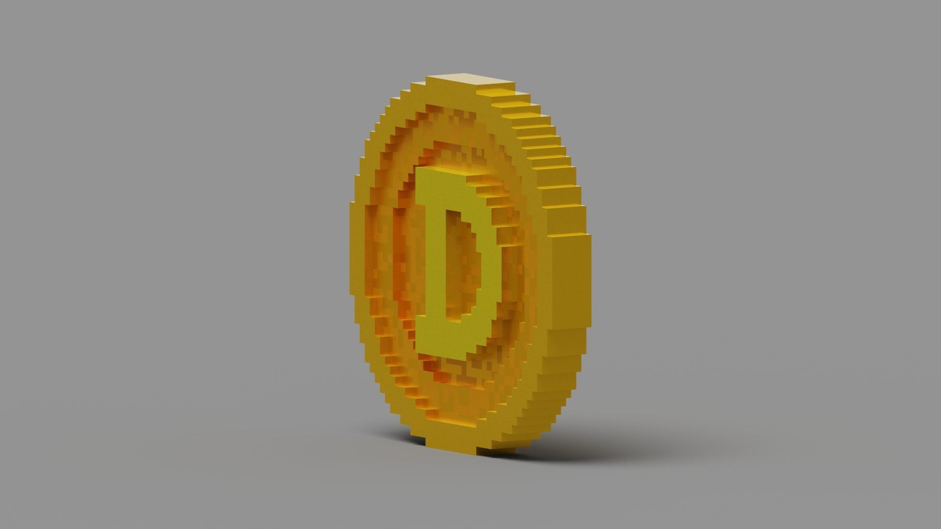 Voxel Dogecoin  Low-poly 3D model_11