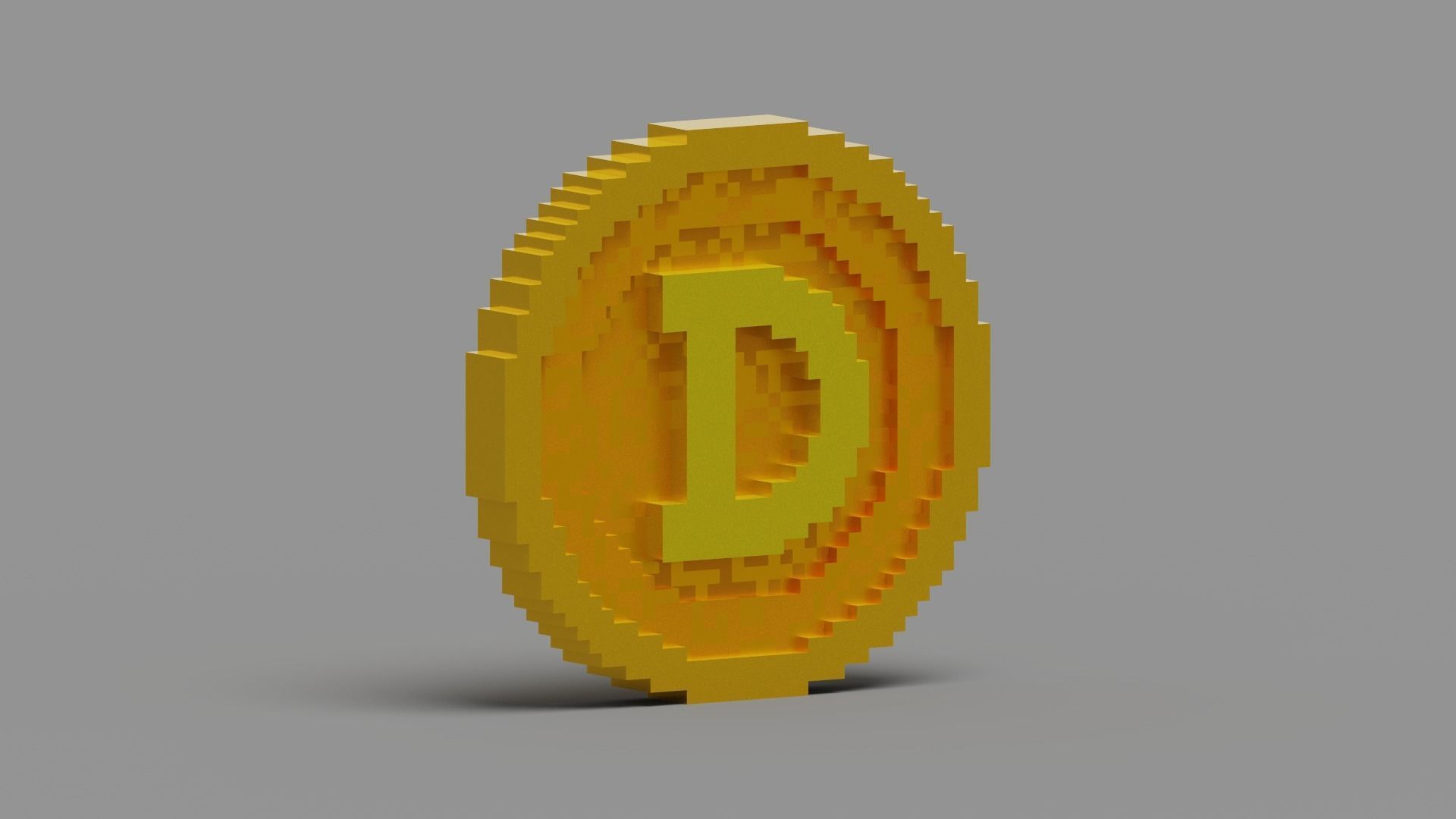 Voxel Dogecoin  Low-poly 3D model_15