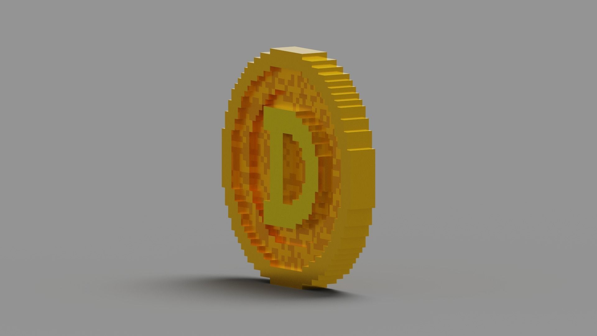 Voxel Dogecoin  Low-poly 3D model_19
