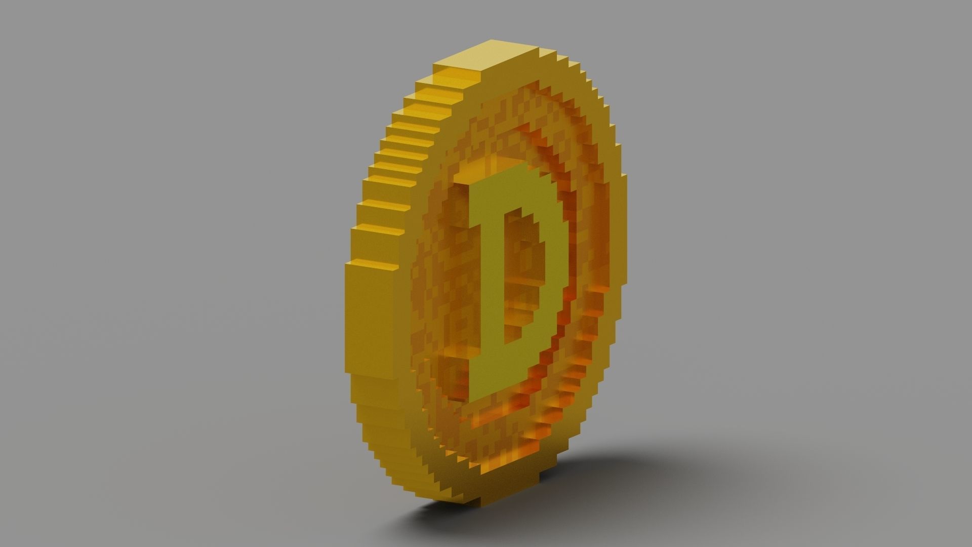 Voxel Dogecoin  Low-poly 3D model_2