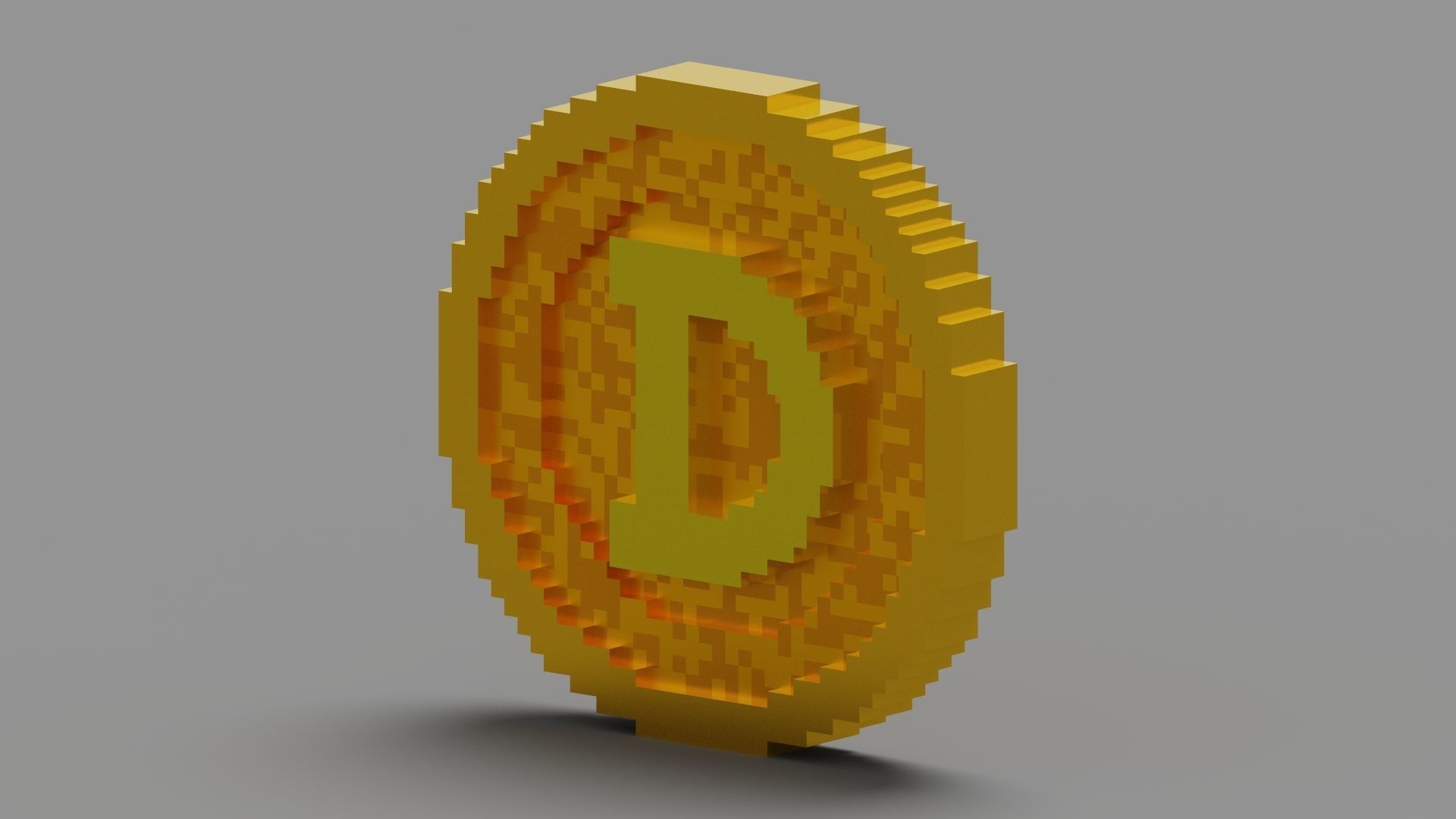 Voxel Dogecoin  Low-poly 3D model_4