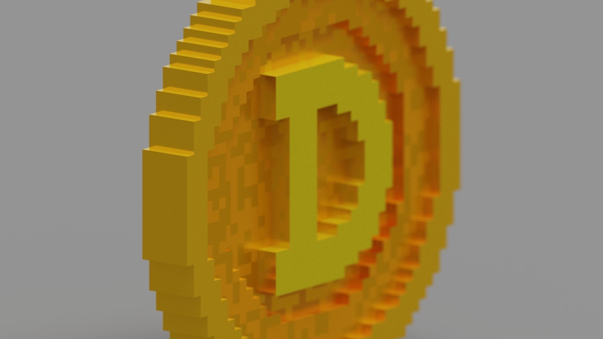 Voxel Dogecoin  Low-poly 3D model_1