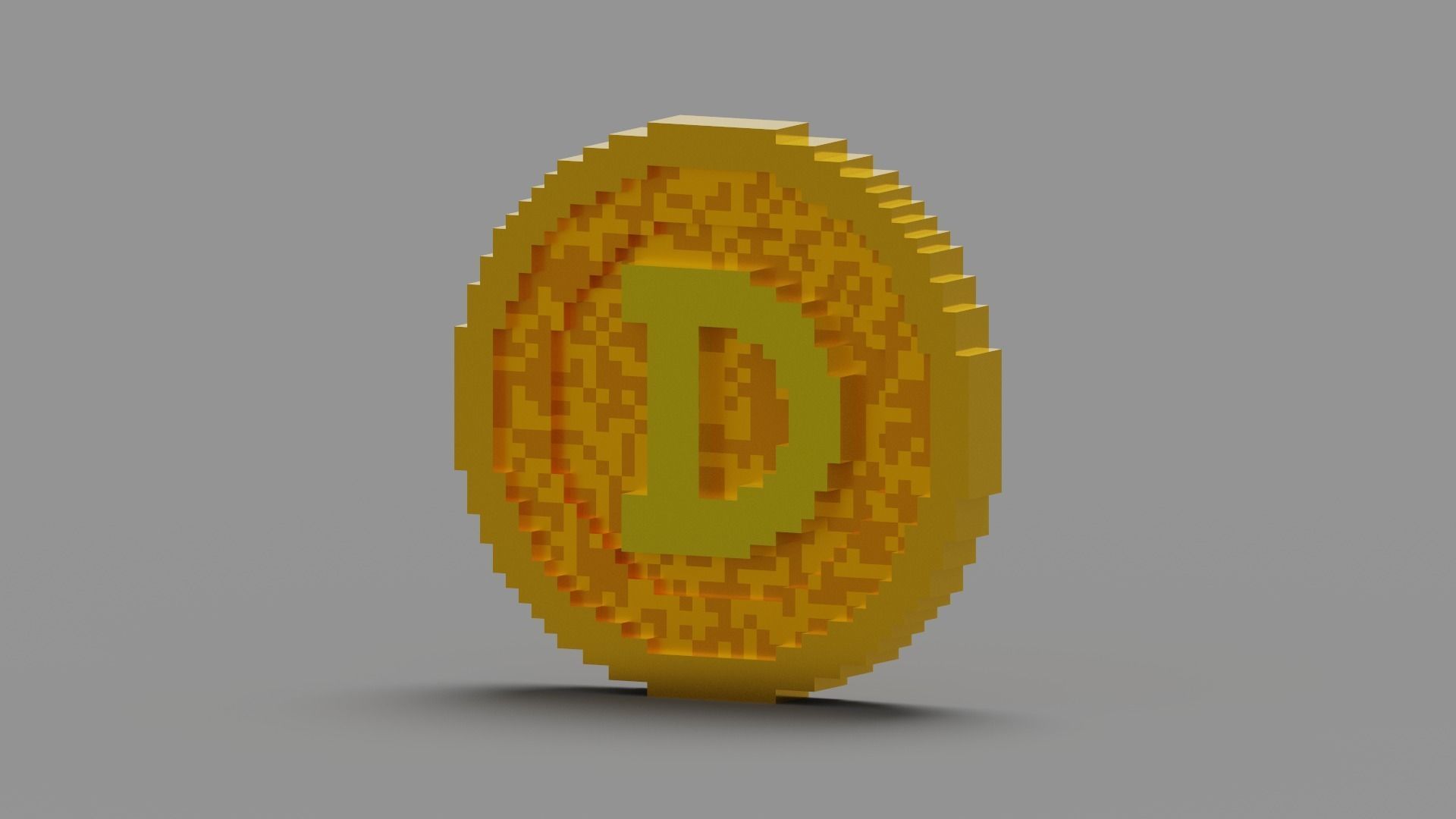 Voxel Dogecoin  Low-poly 3D model_21