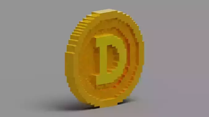 Voxel Dogecoin  Low-poly 3D model