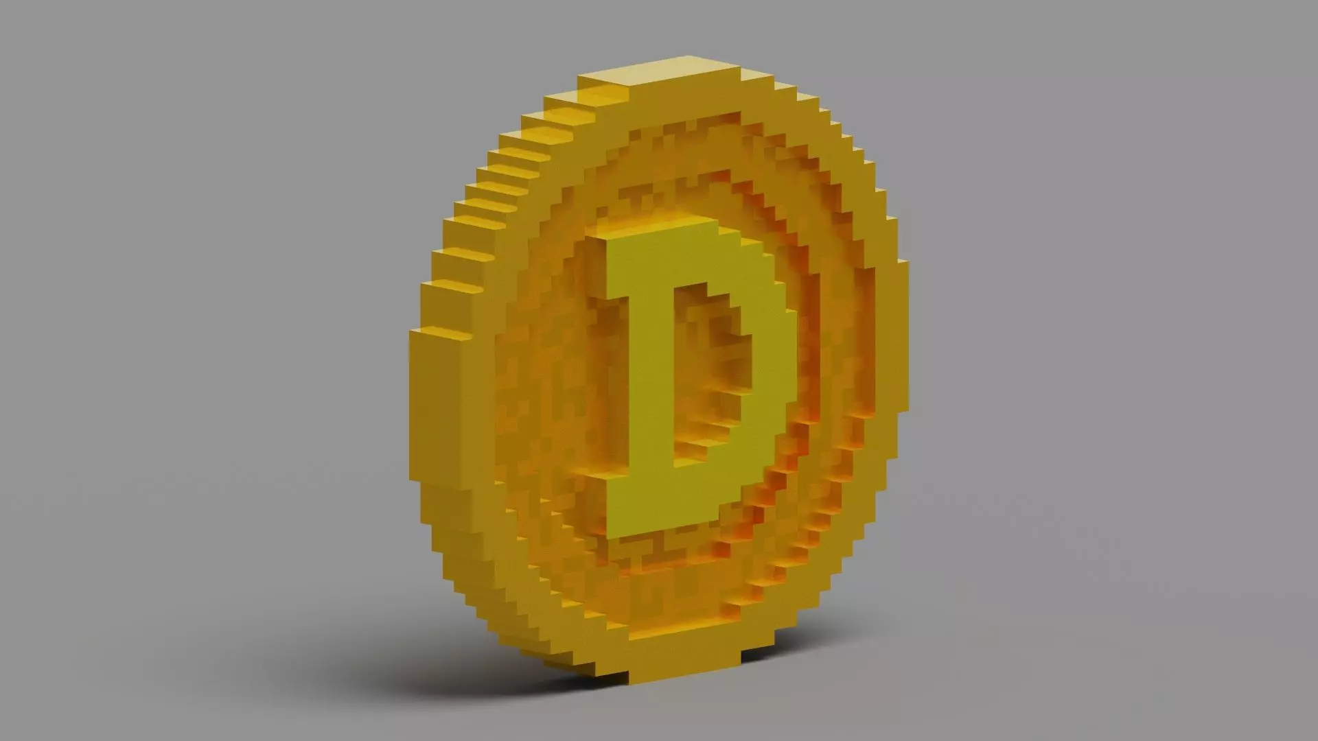 Voxel Dogecoin  Low-poly 3D model_0