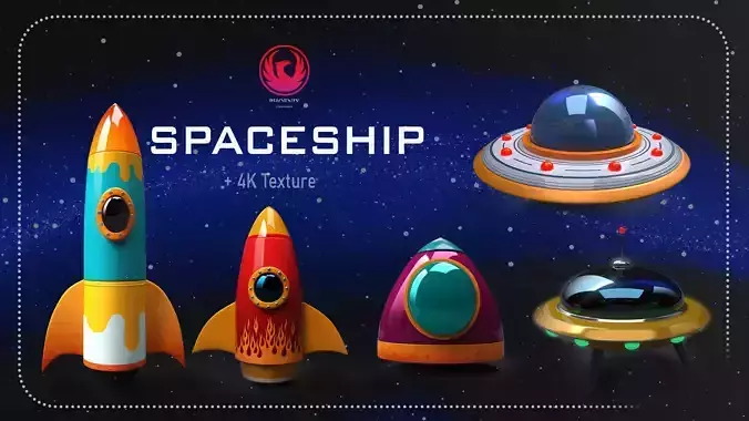 Low-Poly 3D Model Stylised Spaceshipe