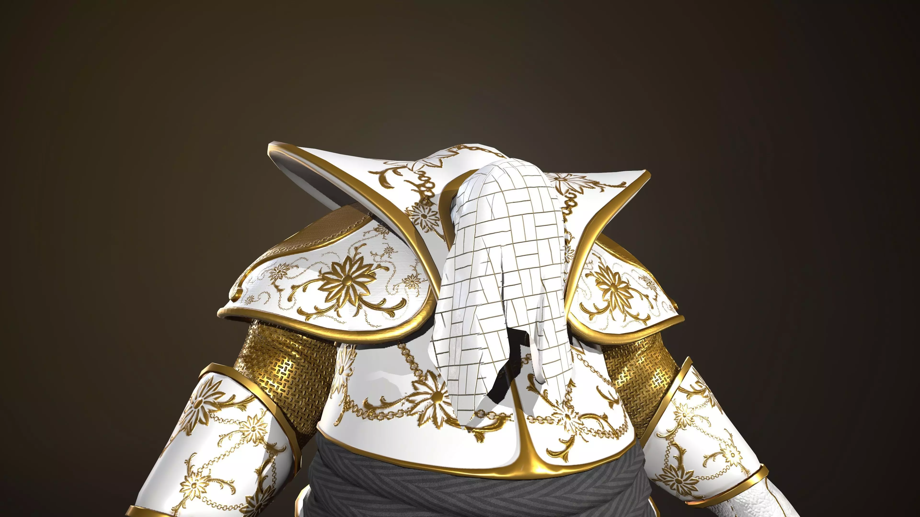 Guard gold character Low-poly 3D model_0