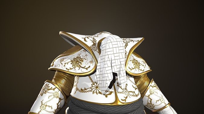 Guard gold character Low-poly 3D model