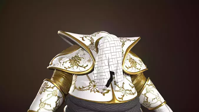 Guard gold character Low-poly 3D model