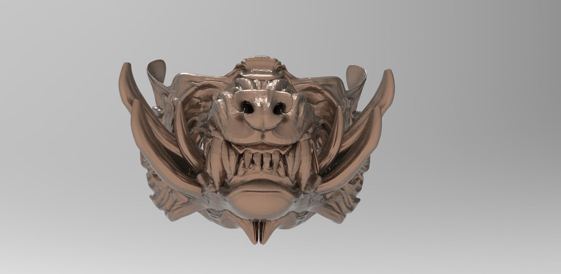 Samurai Wolf Spirit Mask  3D model_1