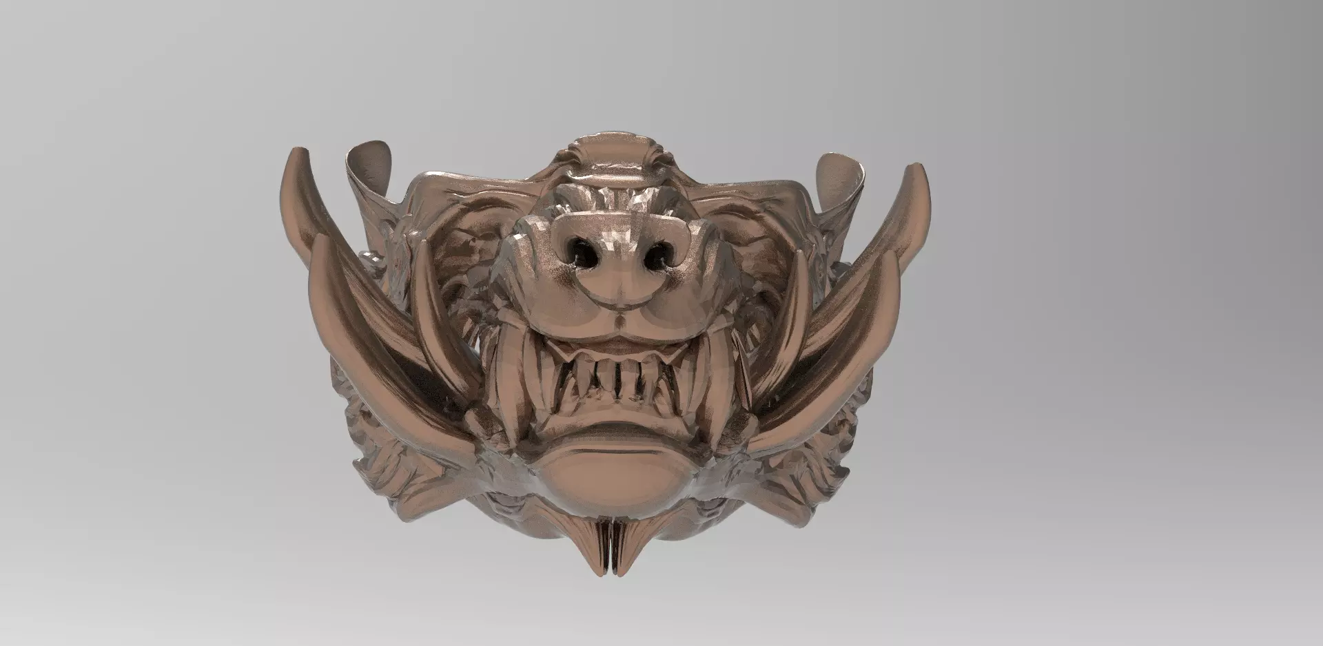 Samurai Wolf Spirit Mask  3D model_0