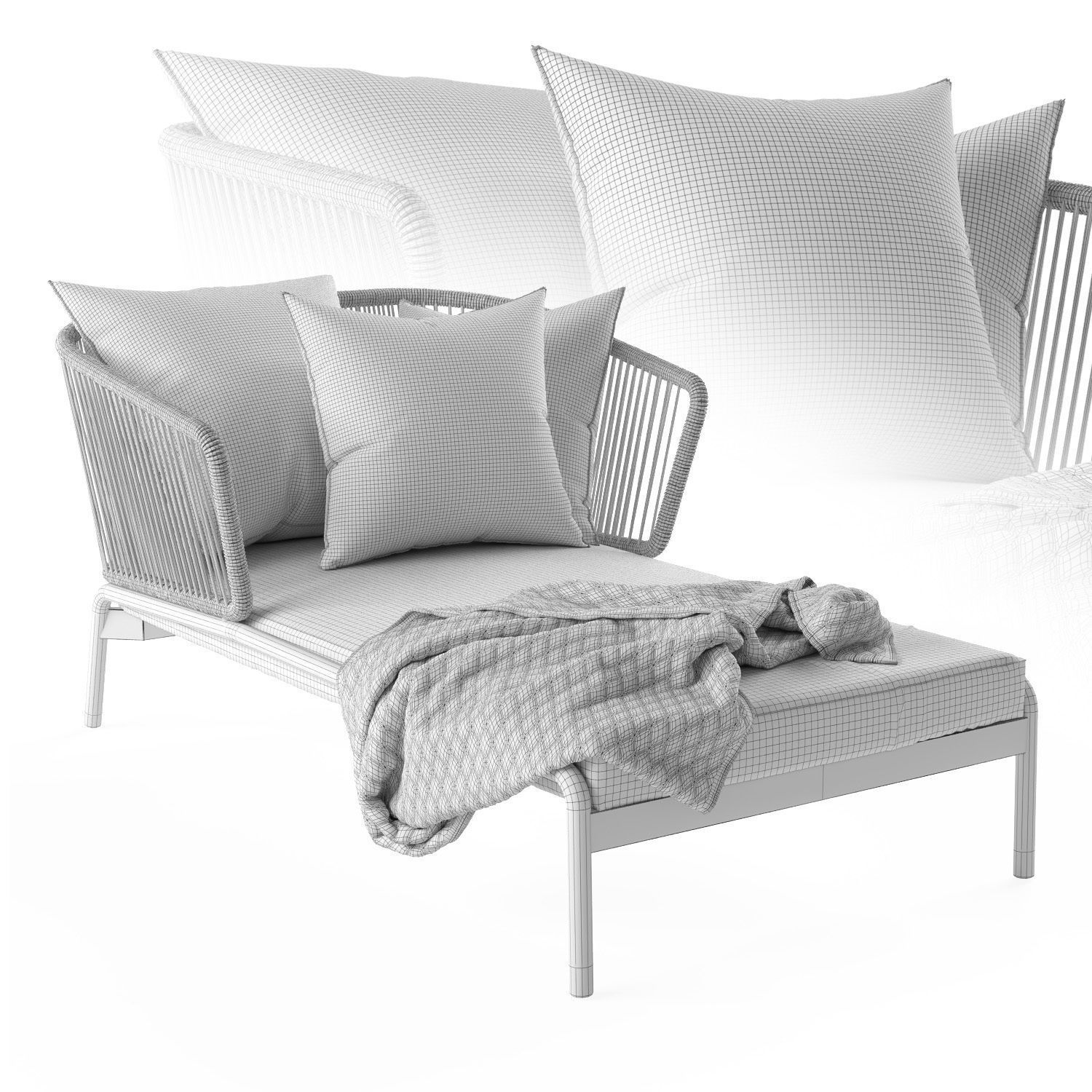 Spool Long Chair 3D model_7