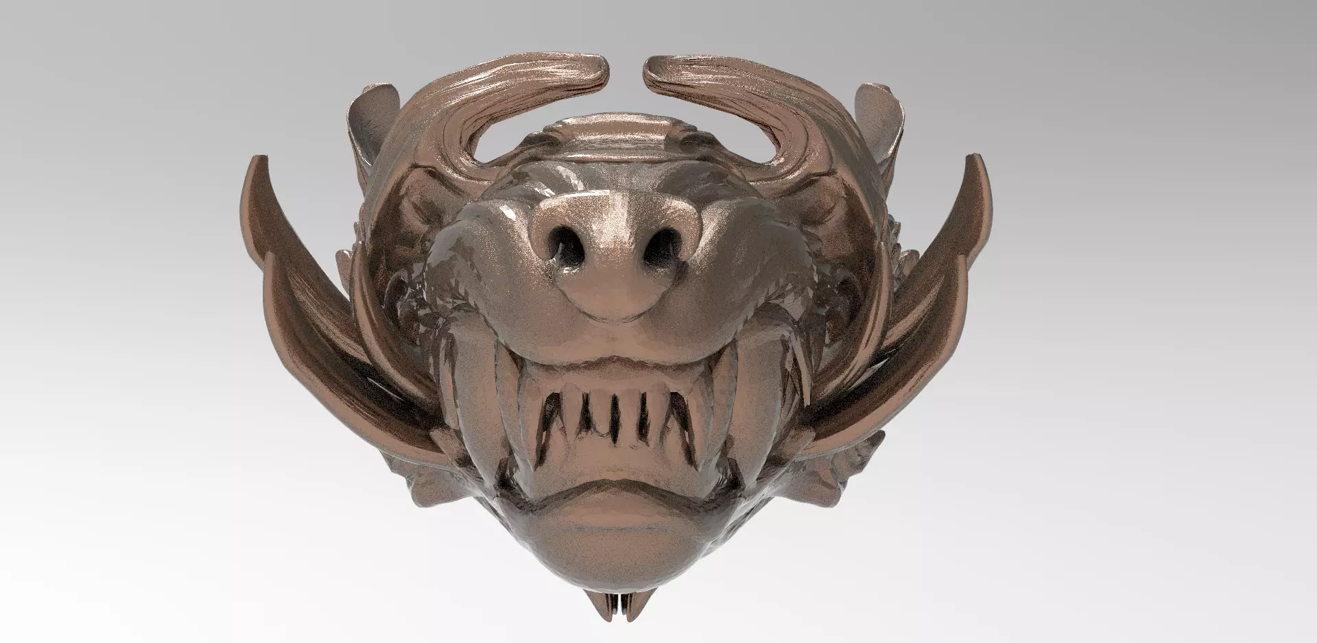 Samurai Demon Wolf Spirit Mask 3D model_0