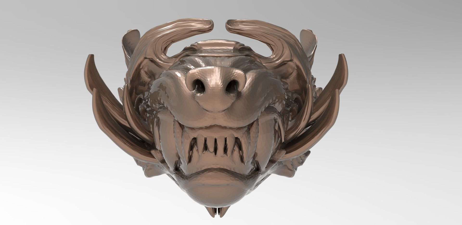 Samurai Demon Wolf Spirit Mask 3D model_1
