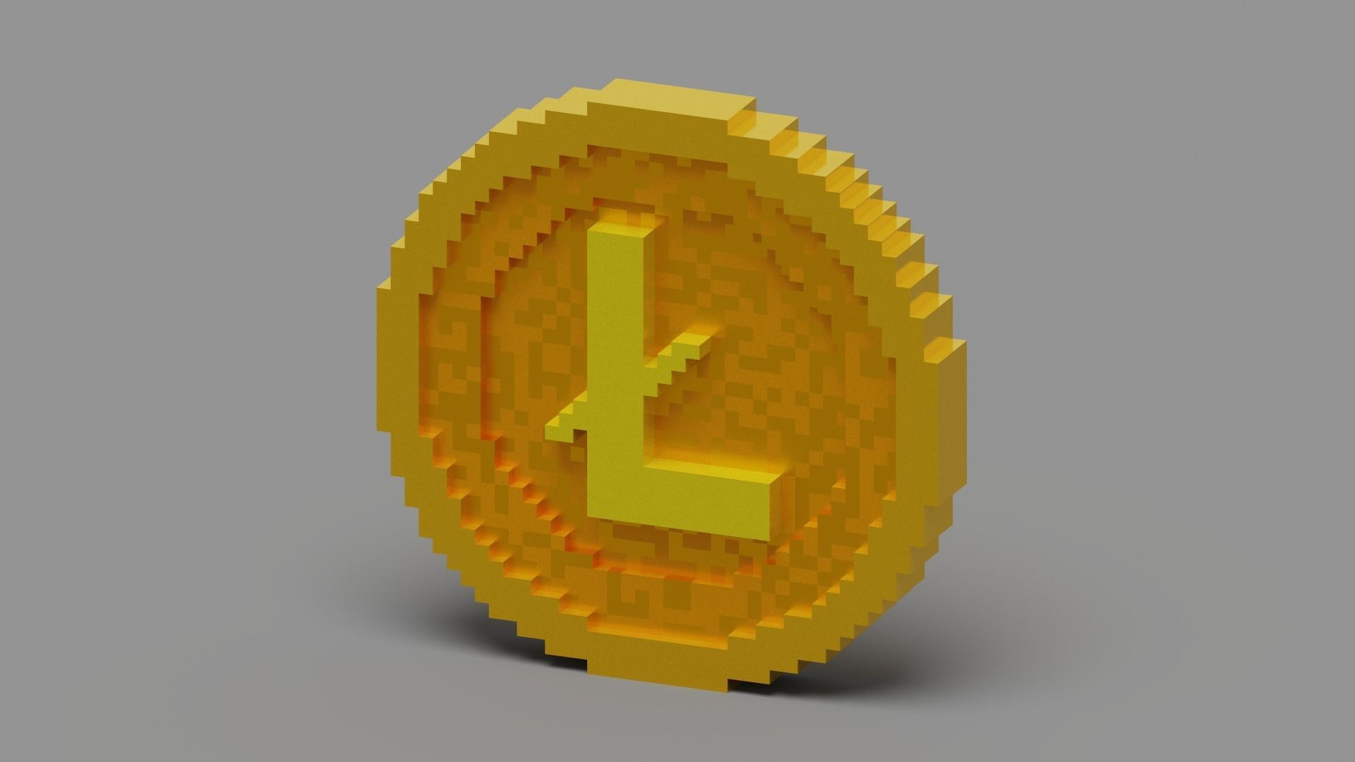 Voxel Litecoin Low-poly 3D model_10