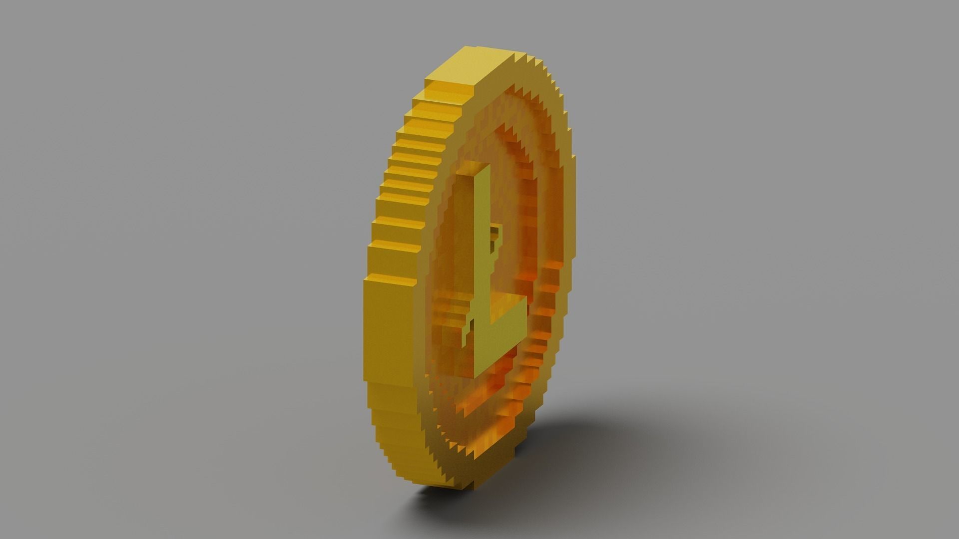 Voxel Litecoin Low-poly 3D model_14
