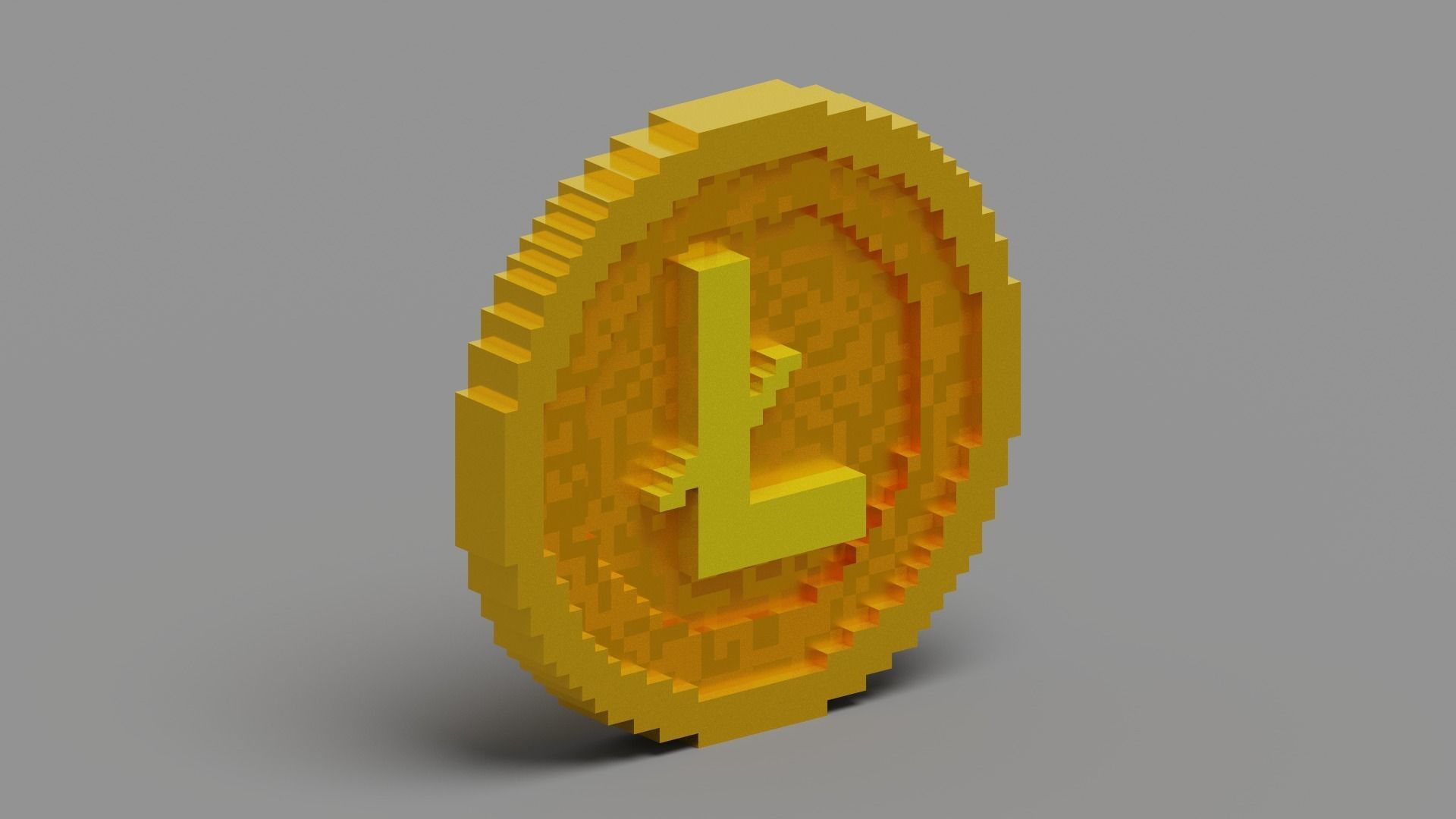 Voxel Litecoin Low-poly 3D model_9