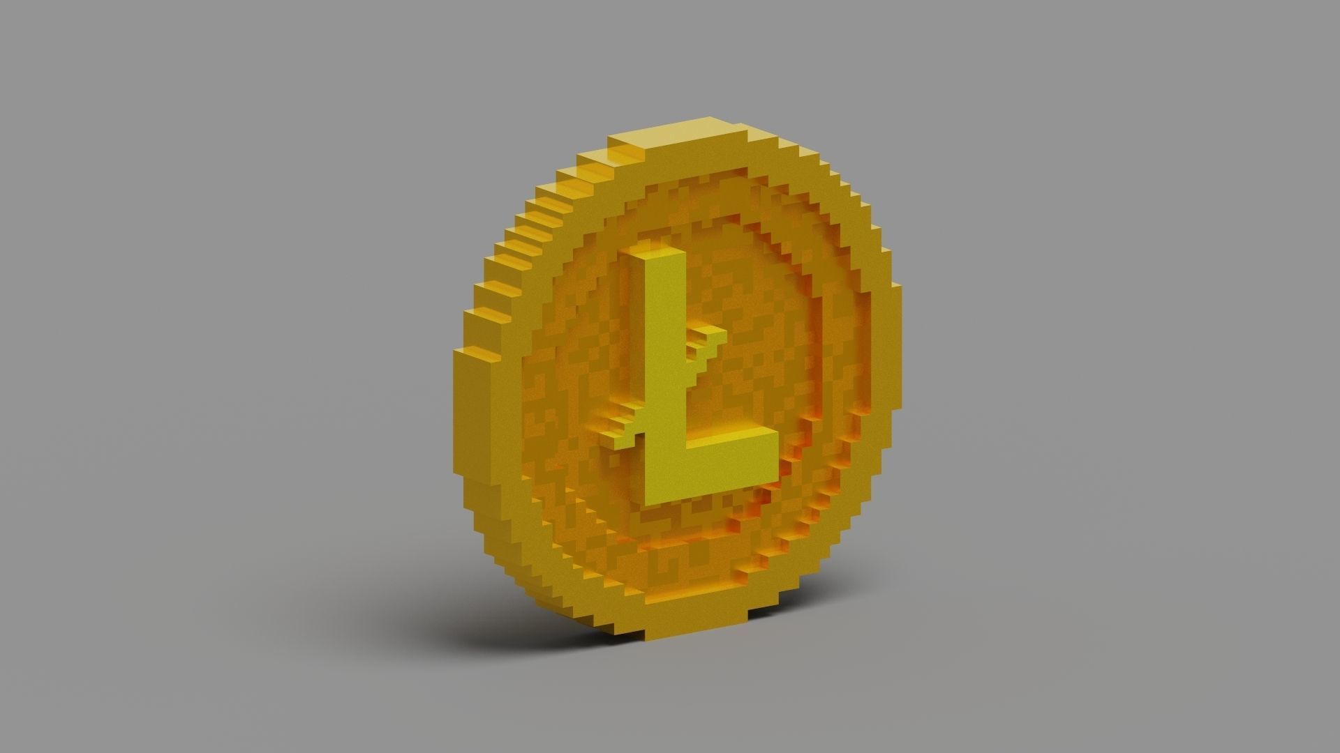 Voxel Litecoin Low-poly 3D model_7