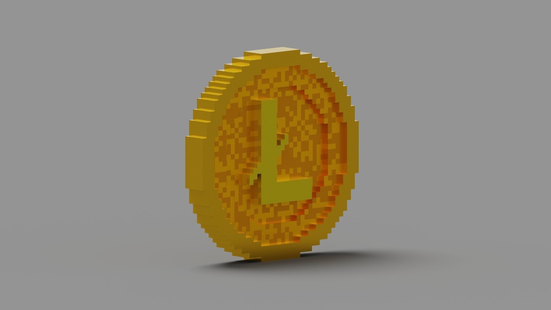 Voxel Litecoin Low-poly 3D model_8