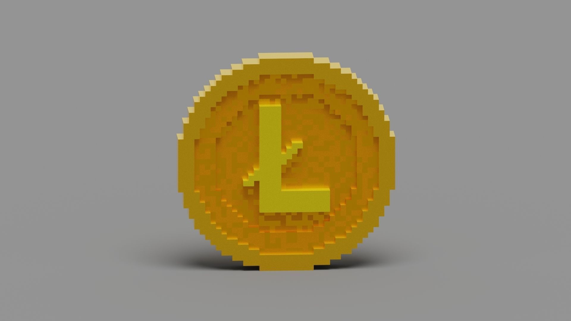 Voxel Litecoin Low-poly 3D model_3