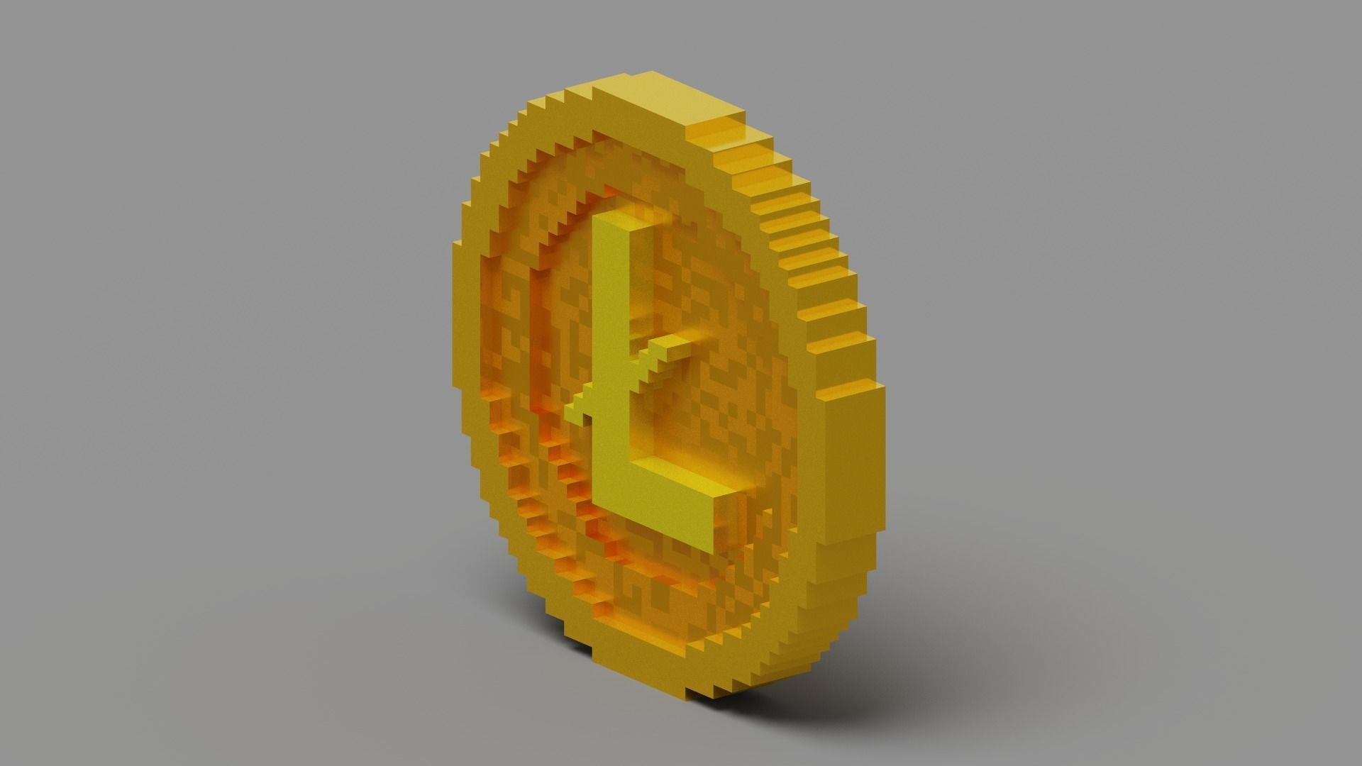 Voxel Litecoin Low-poly 3D model_12