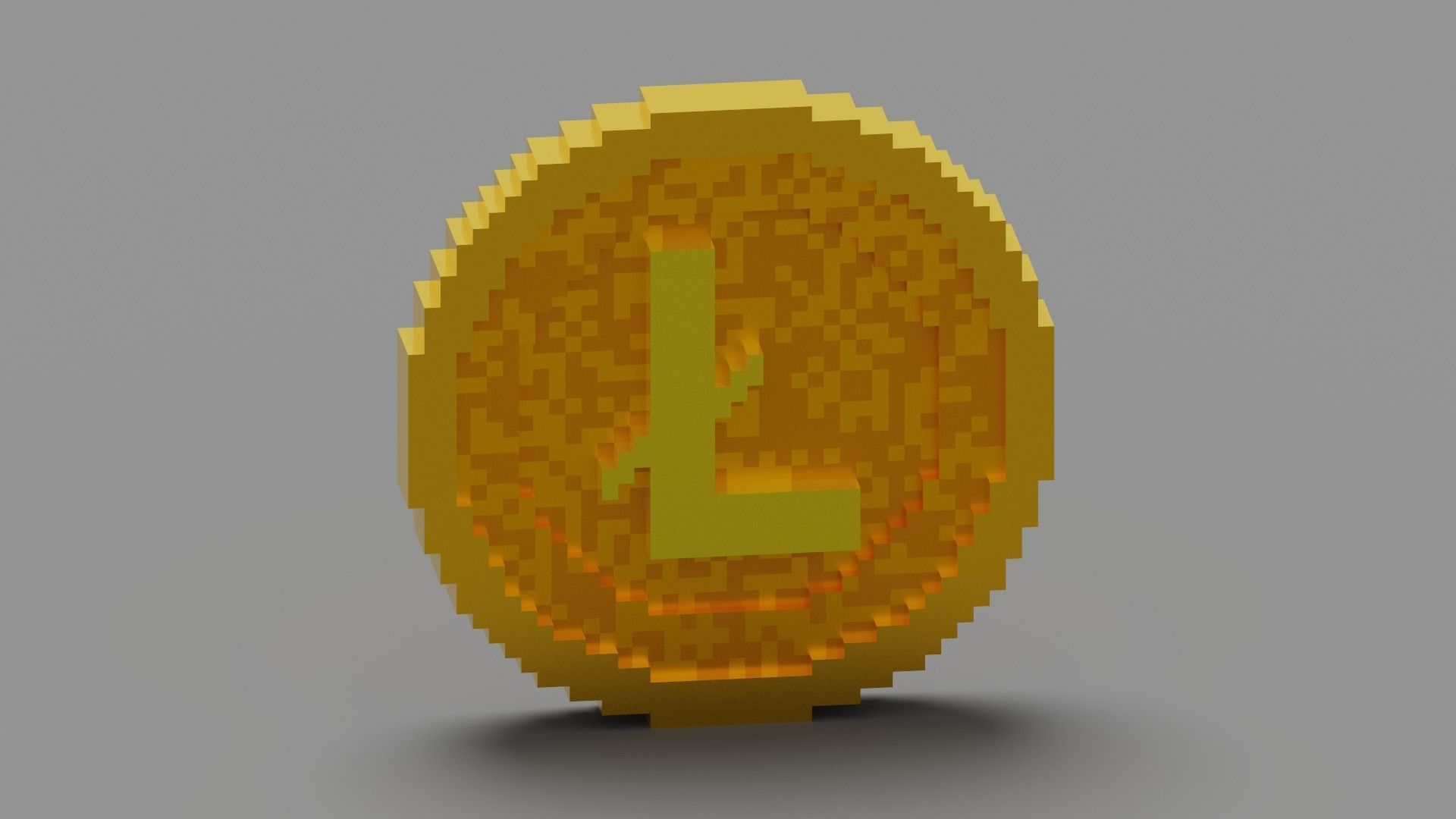 Voxel Litecoin Low-poly 3D model_13