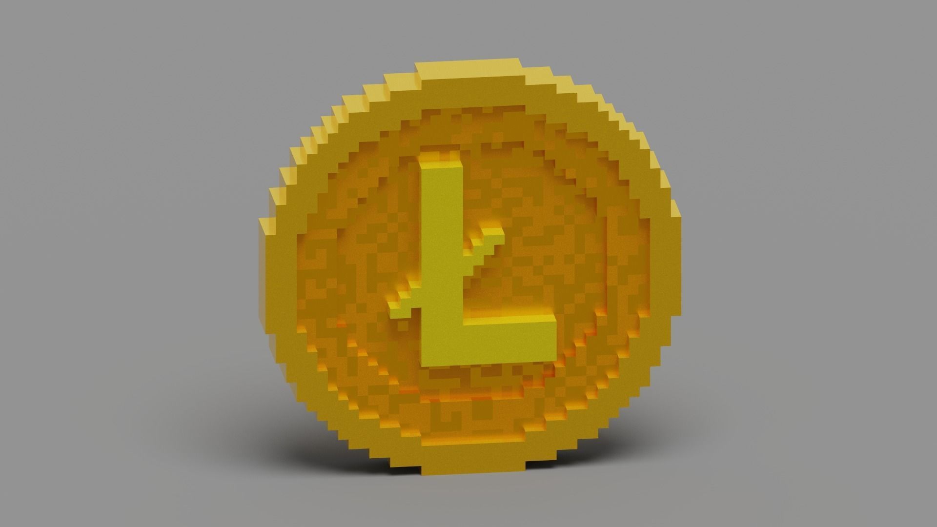 Voxel Litecoin Low-poly 3D model_11