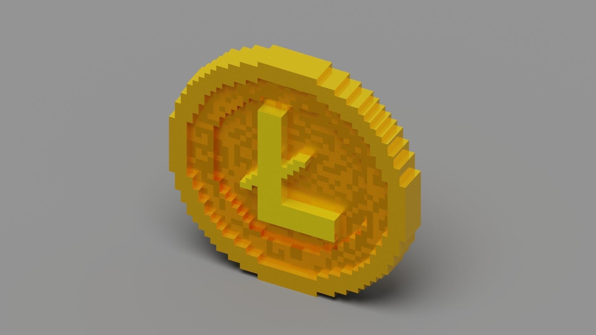 Voxel Litecoin Low-poly 3D model_6