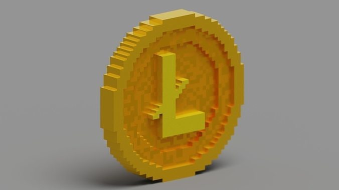 Voxel Litecoin Low-poly 3D model