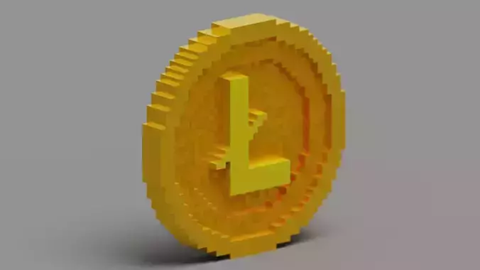Voxel Litecoin Low-poly 3D model Voxel Litecoin Low-poly 3D model