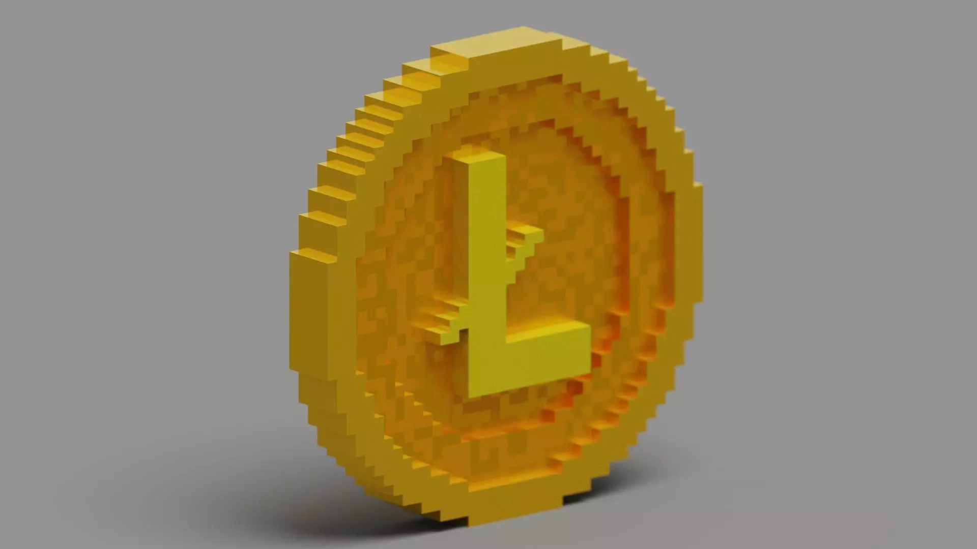 Voxel Litecoin Low-poly 3D model_0