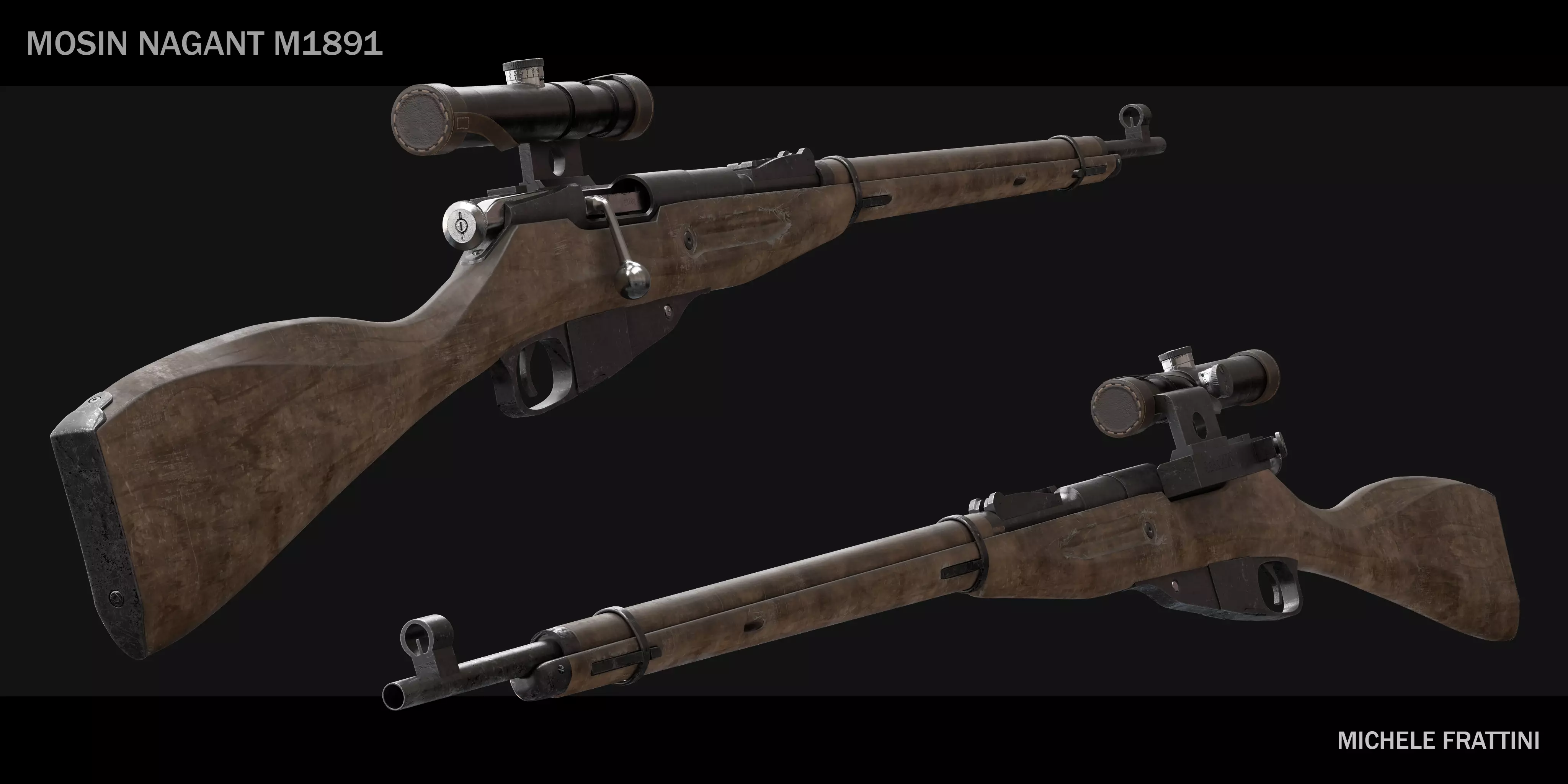 Mosin Nagant - OpenSubdiv-Ready - Rigged - 4K 3D model_0