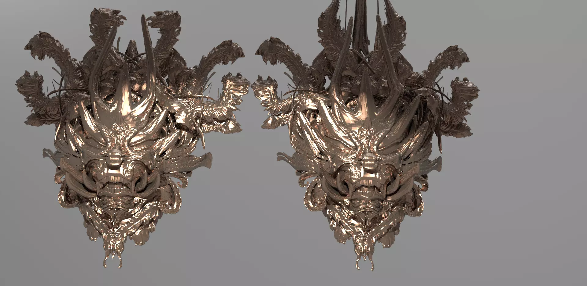 King Dragon Asian Shield Design 2 versions 3D model_0
