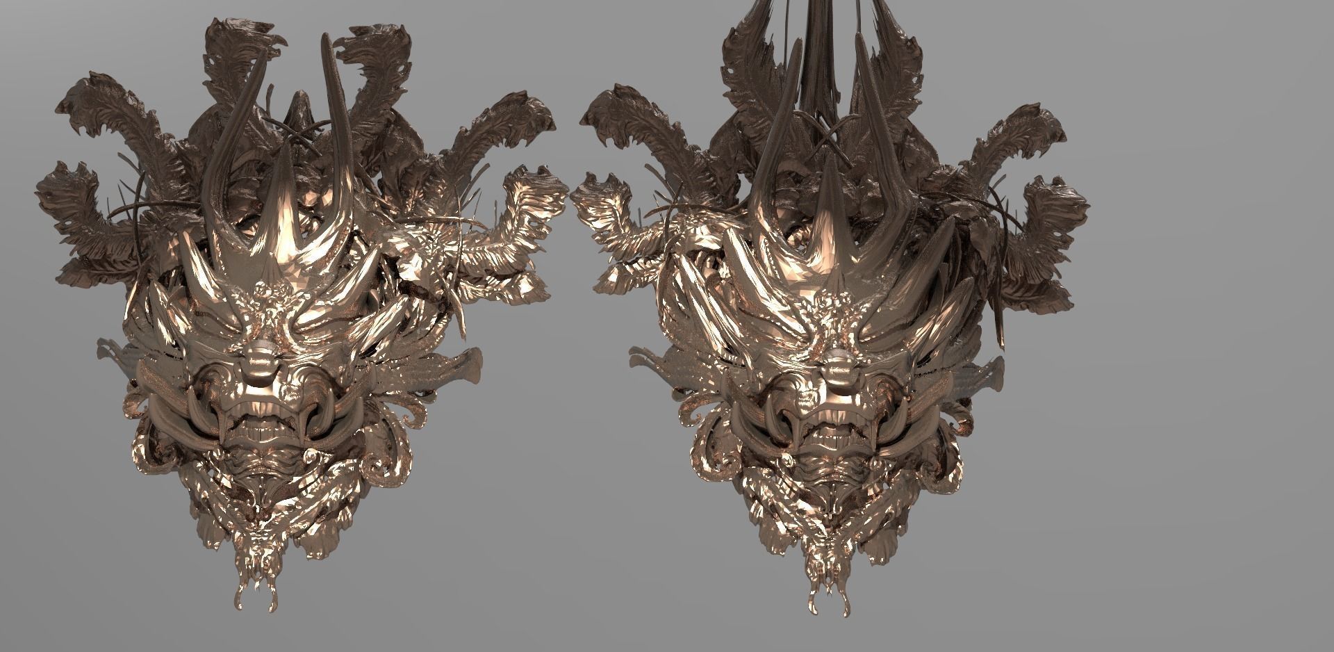 King Dragon Asian Shield Design 2 versions 3D model_1