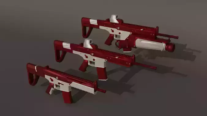 Low-poly military rifles guns 35 986 tris